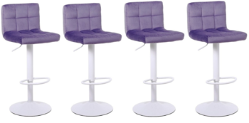 Set of 4 Mauve Manhattan Velvet Swivel Bar Stools with White Metalwork for Kitchen Island Breakfast Bar