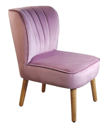 Modern Lilac Velvet Accent Chair with Light Wood Legs For Livingroom And Bedroom